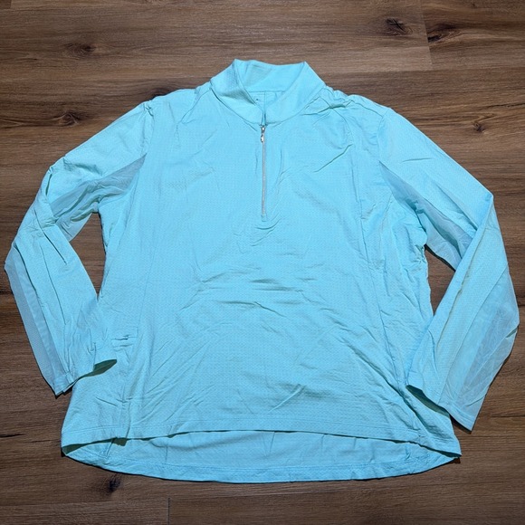 IBKUL Tops - Ibkul Top Women XXL 1/4 Zip Shirt Vented Mesh Arms Blue Mock Long Sleeve Golf